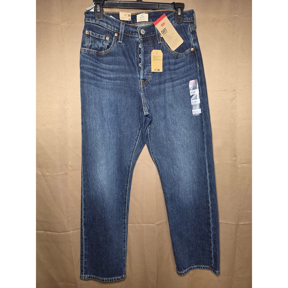 Levi's 501 Curve Straight Leg Jeans Medium Wash Stretch 30x28 NWT